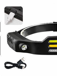 Фонарь налобный с датчиком движения гибкий, фонарик аккумуляторный Следопыт ST-FLG15